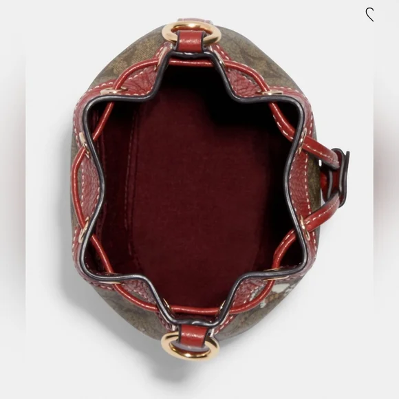 New 🎀 Coach Mini Dempsey Bucket Bag In Signature Canvas With Kitten Print Cat - Picture 12 of 15